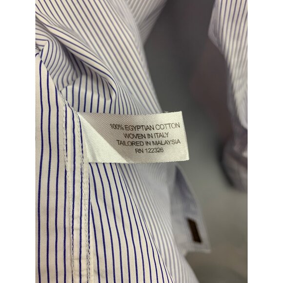 Mens J. Crew Slim Fit Blue & White Striped Dress Shirt Size M - Picture 8 of 9